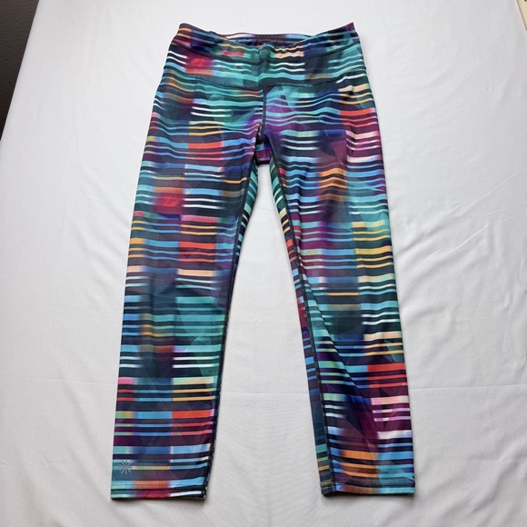 Athleta Pants - Athleta Laser Beam Sonar Capri leggings featuring a multicolor stripe pattern